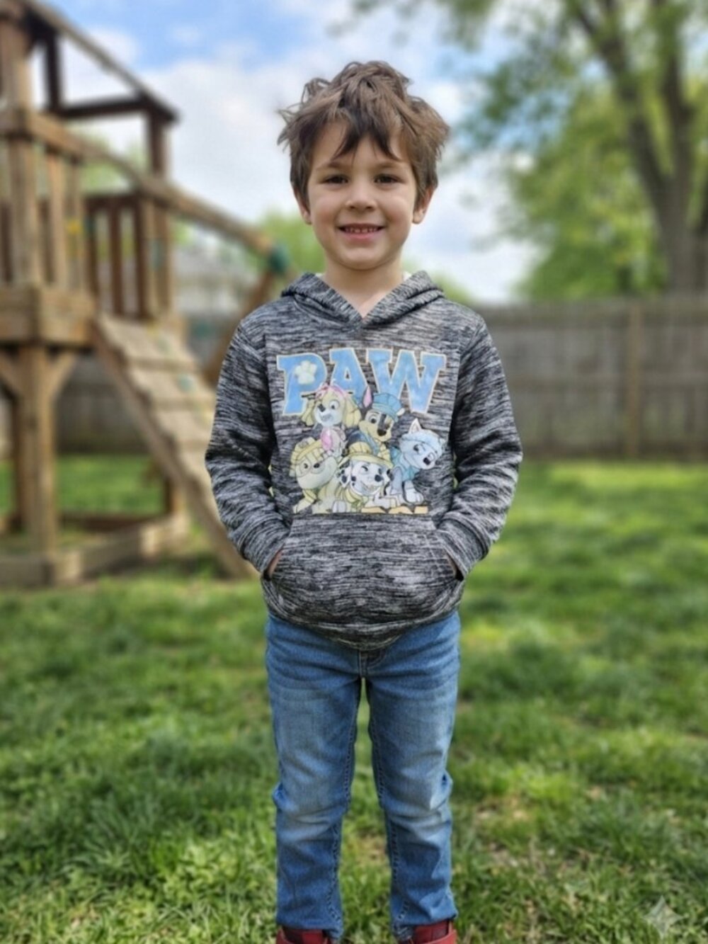 Nickelodeon Paw Patrol Boys Black White Space Dye Graphic Hoodie Sweatshirt Sz 6